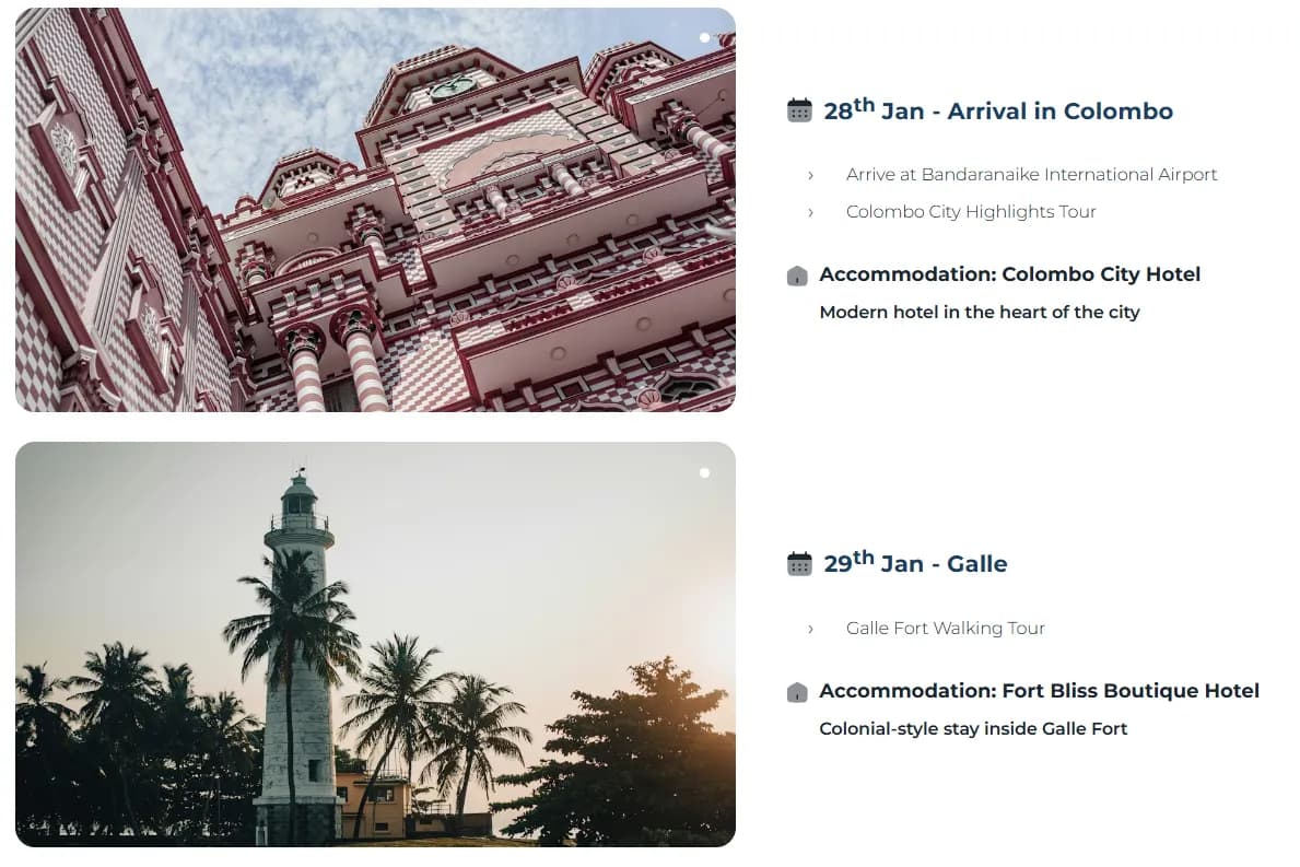 Itinerary Builder Mockup
